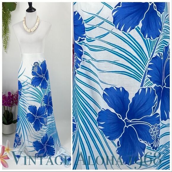 White/Blue Hibiscus Palm SARONG Pareo Lavalava Beach Wrap Skirt Summer Scarf - Picture 3 of 4